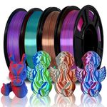 Eono Dual Color PLA Filament Coextrusion Dual Color PLA Filament 1.75mm for 3D Printer, 3D Printer Filament Muliticolor Silk PLA Like Rainbow, 250g*4 Color Pack.