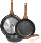 ESLITE LIFE Nonstick Ceramic Frying Pans Skillets Set, Non-Toxic Egg Omelette Kitchen Cooking Pans Compatible with All Stovetops (Gas, Electric & Induction), PTFE & PFOA Free (Black)