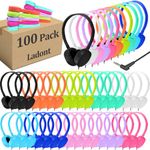 Ladont 100 Pack Classroom Headphones, Bulk Kids Headphones for School Student Boys Girls Teens, 3.5mm Wholesale Wired Headphones for Computer Chromebook,Grades K-12(10 Color)