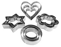 YXCLIFE Metal Cookie Cutters Set - Star Cookie Cutter Round Biscuit Cutter Heart Small Star Cookie Cutters Mini Flower Molds Cutter for Baking (12 Round Heart Flower Star Cookie Cutters)