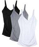 DAISITY Womens Maternity Nursing Tank Cami for Breastfeeding with Adjustable Straps, Black,grey,white, Medium