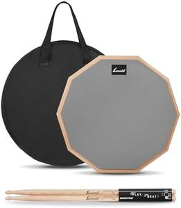 Sovvid 12 Inches Drum Pad and 5A Drum Sticks, Double Sided Snare Drum Practice Pad for Drummers, Silent Practice Drum Pad for Adults and Kids with Storage Bag - Gray