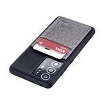 Dockem Galaxy S21 Ultra Wallet Case: Hidden Metal Plate for Magnetic Mounting with Canvas Style Synthetic Leather, 2 Card Holder Slots: Luxe M2T, 6.8" [Black/Grey]