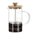 Navaris French Press Coffee Maker - 24 oz / 3 Cup Borosilicate Glass and Real Wood Coffee Press and Tea Maker Pot with Handle for Ceramic Stove Top