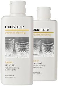 Ecostore Lemon Rinse Aid Pack of 2, For Clean Dishes Vanish and Streak Free, Cuts Through Grease, No Rinse Needed, Save Time, Sparkling Dishes, No White Residue, Plant and Mineral Based - 200 ml x2