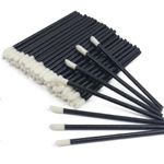 50 PCS Disposable Lip Brushes PYGHAP Degradable Paper Rod Brush Lip Brush Wands MakeUp Brush Lipstick Applicator Makeup Tool (Black)