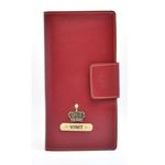 YOUR GIFT STUDIO Customized Leather Unisex Travel Wallet | Personalized Passport Holder with Name & Charm for Men and Women (Wine)