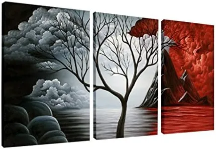 Wieco Art The Cloud Tree 3 Panels Modern Canvas Wall Art Prints Artwork Abstract Seascape Paintings Reproduction Sea Beach Pictures on Canvas for Home Decorations Wall Decor