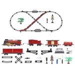 Electric Train Sets for Adults, Vintage Christmas Electric Train Set with Light, Steam & Smoke, Alloy Model Train with Oval Track, Carriage & Accessories for Holiday Decor