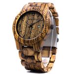 BEWELL Men Wood Watch Analog Quartz Zebrawood WatchBand Vintage Handmade Wooden Watch W086B