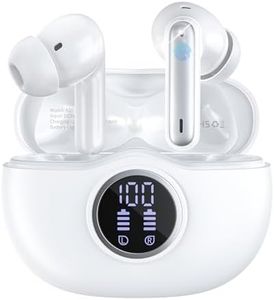 Wireless Earbuds, Bluetooth Headphones with Stereo Sound, LED Power Display Earphones with 48H Playtime Wireless Charging Case, IPX7 Waterproof Ear Buds with Mic for iPhone and Android, White