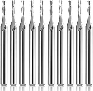 HQMaster CNC Router Bits 1/8" Shank CNC Bit End Mill Flat Nose Carbide Endmill Two Flute Spiral Upcut Milling Cutter Tool Set for Wood PVC MDF Hardwood 10Pcs (1.5mm)
