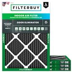 FilterBuy 18x20x1 Air Filter MERV 8 (Allergen Odor Eliminator), Pleated HVAC AC Furnace Filters with Activated Carbon (4-Pack, Black)