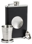 Shot Flask - Stainless Steel 8 oz Hip Flask, Built-in Collapsible 2 Oz. Shot Glass & Flask Funnel - BarMe Brand