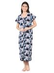 Noty ® Women's- Maternity | Hospital | Delivery Gown | Feeding | Nursing Nighty- Sinker Cotton Knits Fabric- Front Open | Printed | Full Button Open | Short Sleeves (Multicolor, Free Size)