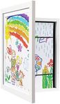 eletecpro Kids Art Frames, 10x12.5 Front Opening Kids Artwork Frames Changeable, Picture Frame for Kid Art Work Storage Displays 8.5x11 and 8.3x11.7 with Mat or 10x12.5 without Mat, White