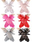 6 Pairs Halloween Women Lace Gloves Tea Party Gloves Elegant Lace Short Gloves Women's Novelty Gloves Wrist Floral Gloves Dressy Gloves for Wedding Party, 6 Colors