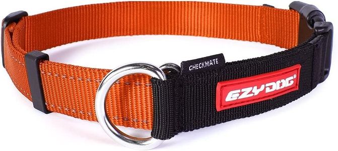 EzyDog Checkmate Martingale-Style Premium Nylon Safety Training and Correction Dog Collar - Quick-Clip Buckle and Reflective Stitching - Easy Control with no Choking Effect (Large, Orange)