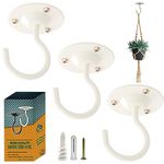 3 Pack Ceiling Hooks for Hanging Plants - Plant Hanger Indoor Hanging Hooks Metal Plant Bracket Iron Lanterns Hangers for Bird Feeder, Wind Chimes, Planters - Pack of 3