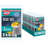 Dr. Oetker Vege-Gel Sachet - Vegetarian and Vegan Substitute for Gelatine, Baking Ingredients, Setting Agent for Jelly, Custards, Fillings, Multicoloured,195 g, Pack of 10x (3x6.5g)