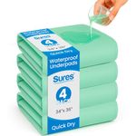 Vive Washable Incontinence Bed Pad - Heavy Duty, Waterproof Overnight Urinary Mattress Protector - Reusable Dry Bed Wetting Underpad - Silent, Soft Protection - Elderly Adults, Kids (4, 34" x 36")