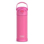 470mL Stainless Steel Non-Licensed FUNtainer® Bottle w/Spout and Locking Lid, Neon Pink