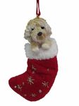 Goldendoodle Fabric Christmas Stocking Ornament with Santa's Little Pals Hand Painted and Stitched Detail