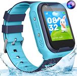 4G Kids GPS Smart Watch Waterproof Video Phone Call and Text Real-time Tracking Global Smartwatch SOS Emergency Alarm Pedometer Camera Anti-Lost GPS Tracker Watch for Boys Girls 4-15 Gift(Blue)