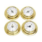 Alicer 4 Piece Weather Station Set, Portable Marine Wall Barometer Clock Meter Thermometer Hygrometer Kit