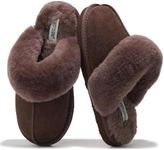 Project Cloud Shearling Slippers for Women Footwear - Genuine Suede Clogs Non-Slip Indoor/Outdoor Scuff Womens Slippers with Memory Foam Insole(Henka, BRWN, 10) Brown