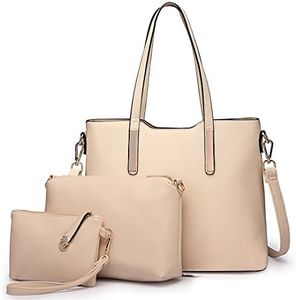 Miss Lulu Borsa a tracolla da donna con manico grande, borsa tote per ufficio, scuola, shopping, viaggi, elegante set da 3 pezzi in pelle PU