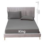 JIUMIWA Grounding Sheet King Size with 15ft Cord, 90% Organic Cotton + 10% Silver Fiber, Conductive Earthing Bed Sheets for Better Sleep and Wellness, Gray