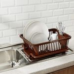 Floraware Unbreakable Kitchen Sink Plastic Dish Driying Corner, Dish Drainer and Drying Rack for Kitchen (Brown), 10 cm