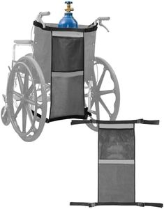 Oxygen Tank Holder for Wheelchairs, Walkers & Scooters - Reflective Straps, Quick-Release, Quick-Dry Easy-Clean - Fits D/E Small Cylinders(1, Grey)