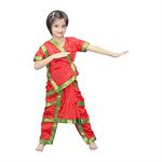 Kaku Fancy Dresses Ethnic Bharatnatyam Dance Costume -Red, 14-17 Years, For Girls