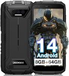 DOOGEE S41T Rugged Smartphone, Android 14 Rugged Phone, 6300mAh, 8GB + 64GB(1TB Expand), 5.5" HD+ Display, 13MP Camera, 4G Dual SIM IP68 Waterproof Mobile Phones, Face ID, NFC - Black