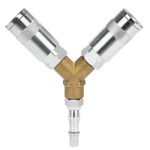 Noosverl 1/4" BSP Airline Hose Connectors 3 Way Quick Release Connectors Y Splitter Airline Coupling 1/4" BSP Air Line Fittings Male/Female Thread Quick Release Coupler for Air Lines Compressors