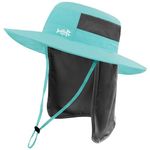 BASSDASH UPF 50+ Sun Fishing Hat Water Resistant with Detachable Neck Flap, Turquoise, One Size