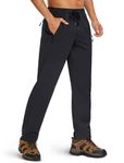 EKLENTSON Mens Hiking Trousers Lightweight Walking Work Trousers Breathable Quick Dry Pants with Zip Pocket Black,36