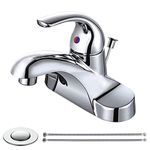 WOWOW Bathroom Faucet 1 Handle Low Arc Lead Free Single Handle 4 inch Centerset Bathroom Sink Faucet with Pop Up Drain Assembly Basin Mixer Tap Chrome Vanity Faucet