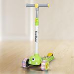 Baybee Maxi Kick Scooter for Kids, 3 Wheel Kids Scooter with 3 Height Adjustable Handle, Skate Scooter with Led PU Wheels & Rear Brake, Runner Scooter for Kids 2 to 10 Years Boys Girls (Green)