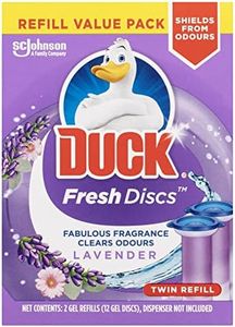 Duck Fresh Discs Twin Refill Toilet Bowl Cleaner, Lavender Scent, Disc Gel Refill with 12 Toilet Discs, 2 x 36mL Tubes