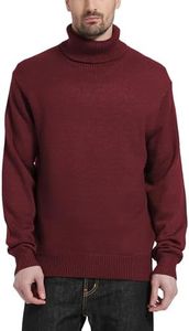Kallspin Men's Turtleneck Sweaters Wool Blend Mid-Weight Highneck Pullover Sweaters(Burgundy,3X-Large)