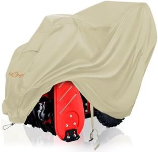 HOMEYA Snow Blower Cover, Heavy Duty 600D Snow Thrower Cover, All Weather Outdoor Protection Universal Size for Most Electric Two Stage Snow Blowers with Drawstring, Buckles&Storage Bag（Beige）