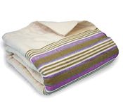 YAFA® Premium Cotton Flannel Blanket, Extra Long Queen Size 90x105 Inches, Soft, Warm, Comfortable Flannel Throw, Home and Hospital Flannel Blanket (Lavender Stripe, Queen-90"x105")