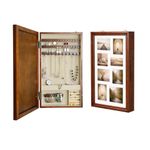 Hives & Honey Mackenzie Photo Collage Jewelry Organizer, Wall Mount with Necklace Hooks, Ring Rolls, Earring & Bracelet Storage, Anti-Tarnish Lining, 23 x 21.5, Walnut
