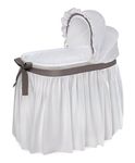 Badger Basket Wishes Oval Bassinet Full Length Solid Skirt, White/Gray