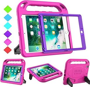 BMOUO Kids Case for iPad 9.7 2018/2017/iPad Air 2/1, iPad 6th/5th Generation, Built-in Screen Protector, Shockproof Handle Convertible Stand Case for iPad 6th/5th Gen 9.7', Purple Rose