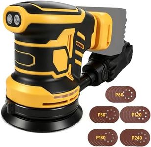 Random Orbital Sander for Dewalt 20V, 125mm 350W Brushless Electric Orbital Sander with 25pcs Sandpaper, 6 Speeds 21000RPM, Dust Extraction for Wood Sanding Polishing (Yellow, for Dewalt)