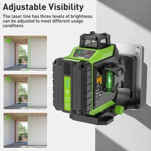 Huepar 3D Green Laser Level – Self-Leveling Cross Line Tool